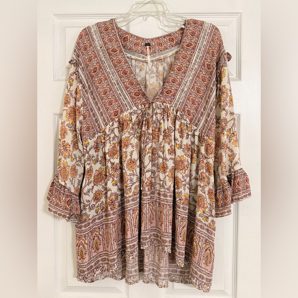 Free People Moonlight Dance Tunic NWT Boho Floral Festival Peasant Top S - Picture 2 of 10